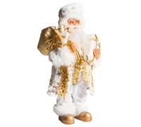 Beliani Christmas Decoration Santa Claus Father Christmas Standing Figure White and Gold Straumsfjorden