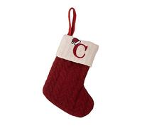 Christmas Decoration Supplies, Red Knitted Christmas Socks, Christmas Tree Pendants, Embroidered Rhetoric Wool Socks (C, One Size)