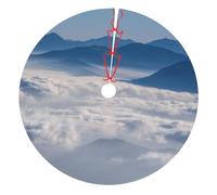 Christmas Decoration Tree Skirt 30 In/36in/48in, Landscape With Mountains And Clouds Print Xmas Thickened Tree Skirts Mat For Holiday Party