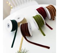 Christmas Decoration Velvet Ribbon, 10M/32.8ft Rustic Cloth Decoration Ribbon For Crafts, Red And Green Velvet Ribbon Scroll Roll For Christmas Wedding Packaging DIY Crafts(1.5cm brown)