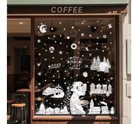 Christmas Decoration Window Decals 3PC 4PC 5PC 6PC 9PC Set with Double Sided Printing Electrostatic Adsorption PVC Waterproof for Home Shops Cafes and Schools (4pc Q)