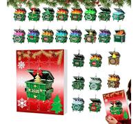 Christmas Decoration with Countdown 2025, 2D Acrylic Ornament of the 24-Day Advent Funny Pendant Decoration for Car Rear View Mirror Wall Window Door and Party