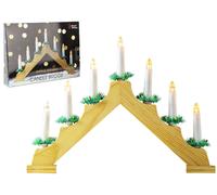 PMS Christmas Decoration Wooden 40cm Battery LED 7 Light Candlebridge - Warm White