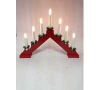 Christmas Decoration - Xmas Red Wood Candle Arch / Bridge with 7 candles