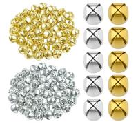 Christmas Decorations, 100 Pcs Small Metal Jingle Bells for Crafts, 50 Silver and 50 Gold Bells 0.5 Inch, Home Christmas Tree Decor, DIY Holiday Ornaments