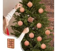 Christmas Decorations - 12 Pcs 2.36 Inch Gold-Rimmed & Hollowed-Out & Multi Patterns Velvet Tree Ornaments, Not Easy to Fade & Reusable, Decorative Hanging Balls for Holiday Party Christmas Ornaments