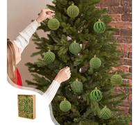 Christmas Decorations - 12 Pcs 2.36 Inch Gold-Rimmed & Hollowed-Out & Multi Patterns Velvet Tree Ornaments, Not Easy to Fade & Reusable, Decorative Hanging Balls for Holiday Party Christmas Ornaments