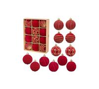 Christmas Decorations - 12 Pcs 2.36 Inch Gold-Rimmed & Multi Patterns Velvet Tree Ornaments, Not Easy to Fade & Reusable, Decorative Hanging Balls for Holiday Party Decor, Christmas Ornaments