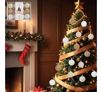 Christmas Decorations - 12 Pcs 2.36 Inch Macaron Color Multi Patterns Velvet Tree Ornaments, Not Easy to Fade & Reusable, Decorative Hanging Balls for Holiday Party Christmas Ornaments