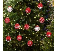 Christmas Decorations 12 Pcs Christmas Baubles Christmas Tree Decorations Wooden Hanging Ornament Cord Outdoor Yard Hanging Ornaments for Home Porch Decor Party Holiday (Multicolor)