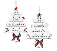 Christmas Decorations, 2 pcs Premium Wooden Holiday Ornaments, Festive Home Decor for Living Room, Fireplace, and Christmas Party, Elegant Xmas Decorations