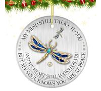 Christmas Decorations 2024, Dragonfly Personalized Christmas Ornaments, Round Christmas Keepsake Dragonfly Hanging Ornaments, 2 Side Printed Decor Xmas Party Favor Supplies