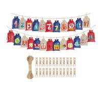 | Christmas Decorations 24 Days Reusable | Empty Party with Drawstring - for Candy, Chocolate, Jewellery, Toys, Snacks, Guest for Family