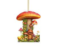 Christmas Decorations 26 Letter Acrylic Pendant Cute Cartoon Mushroom Castle Christmas Tree Decor for Home Door Windows Xmas Party Decoration (I)