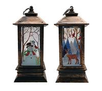 Christmas Decorations, 2PCS Small Christmas Decorations Lights, Tiny Christmas Snowman Reindeer Light with LED Tea Light Candles Fireless Candles Lamp for Christmas Decoration Outdoor and Indoor
