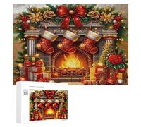 Christmas Decorations 300Pc Jigsaw Puzzles Adults Kids Christmas Eve Christmas Holiday Jigsaws Family Road Trip Activity Vibrant Whimsical Design Great Gift Travelers 300 PCS