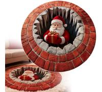 Christmas Decorations 3D Rug, Round Xmas Optical Illusion Rugs, Santa Claus Quilted Round Mat, Non-Slip Xmas Carpet Rug for Bedroom Kitchen Living Rooms for Holiday Christmas Decor Gifts (60 cm