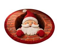Christmas Decorations 3D Rug, Xmas Optical Illusion Rugs, Xmas Tree Optical Illusion Rugs,Santa Claus Reindeer Round Mat,Cute Non-Slip Rug for Winter Holiday Decorations, 60x60cm