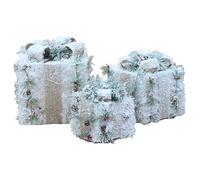 Christmas Decorations 3PCS Snowflakes Warm White Lighted Boxes with Bowknot 3 Size Christmas Presents for Party Yard Home Holiday Style 2