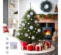 Christmas Decorations - 4 Pcs Flocked Snowflake Patterns Velvet Christmas Balls, Plastic Decorative Pendant, Not Easy to Fade & Reusable, Tree Hanging Ornaments 2.4 Inch