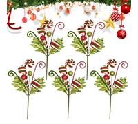 Christmas Decorations,5 Pieces Glitter Candy Cane Garland Stems | Christmas Tree Decoration Stems | Suitable For Wreaths Garlands Center Decorations Vase Arrangements Stair Railings