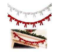Christmas Decorations -6 Ft Red Velvet Christmas Bow Garland,Pre-Strung Bow Garland Banner,Vintage Elegant Velvet Bows Decor for Xmas Tree Mantel Fireplace Shelf Cabinet Staircase Home Holiday Decor
