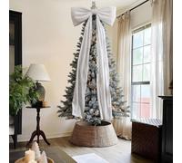 Christmas Decorations, 6FT Giant Bows Decor for Christmas Tree, Big Red Flannel Bow for Tree Topper Window Wall Mantle - Indoor Home Room Party Valentines Xmas Decoration