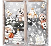 Christmas Decorations-9 Sheets Christmas Window Stickers,Santa Claus Reindeer Snowflake Window Stickers, 3D Reusable Window Displays Stickers,Party Decorations Create Atmosphere