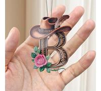 Christmas Decorations A-Z Crystal Hanging, Cowboy Hat Letter B Handmade Christmas Ornaments, Car & Home Decoration - School Acrylic Decor, Gift Exchange for Friends, Classroom, Schoolmate A2