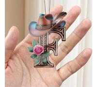 Christmas Decorations A-Z Crystal Hanging, Cowboy Hat Letter F Handmade Christmas Ornaments, Car & Home Decoration - School Acrylic Decor, Gift Exchange for Friends, Classroom, Schoolmate A6
