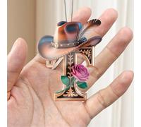 Christmas Decorations A-Z Crystal Hanging, Cowboy Hat Letter T Handmade Christmas Ornaments, Car & Home Decoration - School Acrylic Decor, Gift Exchange for Friends, Classroom, Schoolmate A20