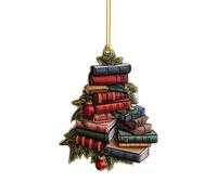 Christmas Decorations Acrylic Fun Books Tree Ornaments Novelty Baubles for Xmas Crafting Supplies Personalised Hanging Classroom Library Window Living Room Pendant Gift