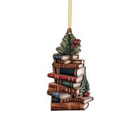 Christmas Decorations Acrylic Fun Books Tree Ornaments Novelty Baubles for Xmas Crafting Supplies Personalised Hanging Classroom Library Window Living Room Pendant Gift