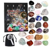 Christmas Decorations Advent Calendar 2025 24 Days Advent Calendar 24 Random Crystal Stone Minerals Fossils with Storage Bag Christmas Countdown Enthusiasts Rock Collection
