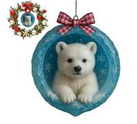 Christmas Decorations Animal Theme Ice Cave Pendant Acrylic 2D Ice Cave Ornaments for Christmas Tree for Home Party Bedroom Festival Outdoor Wall