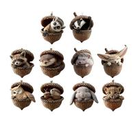 Christmas Decorations Animals and Tassels for Tree - Charming 2D Acrylic Decorations - 10 Pieces Animal Pattern Ornaments - Winter Holiday Home Decoration Living Room Gift Holder Family A