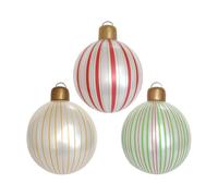 Christmas Decorations,aUFLASTables-40 cm Christmas Baubles Decoration, PVC Striped 3 Parts for the Living Room Garden Terrace Lawn Decorations for Court for Terrace Jar