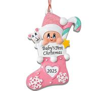Christmas Decorations Baby First Christmas Personalised Gifts 2025 Pink Stocking Keepsake Cute Holiday Tree Decoration bauble for Baby Newborn Boy Girl Stocking Stuffers First Christma Memory