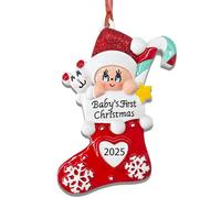 Christmas Decorations Baby First Christmas Personalised Gifts 2025 Red Stocking Keepsake Cute Holiday Tree Decoration bauble for Baby Newborn Boy Girl Stocking Stuffers First Christma Memory