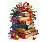 Christmas Decorations Book Diamond Painting, Xmas Diamond Art Kits Adults, Gem Crystal Art Canvas Crafts for Adult, DIY Round Full Drill for Winter Room Decor Or Christmas Gifts 70x90cm u-362