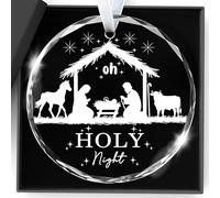 Christmas Decorations Christian Gifts for Women The Nativity Scene Gifts Oh Holy Night Crystal Keepsake, Christmas Scene Tree Decoration, Gift for Family,Women, Friends, Teachers