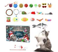 Christmas Decorations Christmas Advent Calendar 2025 24 Days Countdown Calendar with Assorted Cat Toys Interactive Cat Advent Toy for Lovers Xmas Gifts