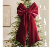Christmas Decorations - Christmas Bows - 36x18 Inches Large Red Velvet Christmas Tree Topper - Burgundy Ribbon Gift Bows - Xmas Decor for Indoor Outdoor Home Wreaths Mantle Front Door Porch Wedding