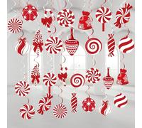 Christmas Decorations,Christmas Candy Hanging Swirl Ceiling Decoration Xmas Candy Ceiling Hanging Cutouts Ornaments Decoration Christmas Holiday Party Classroom Home Decor Supplie