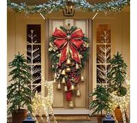 Christmas Decorations, Christmas Decorations Cover Door Banner for Front Ornaments Bow and Bell Door Hanging Cover Decoration Xmas Red Mixed Glitter Finish Decoration Artificial and Natural Mix Decor