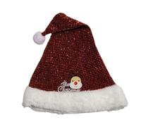 Christmas Decorations Christmas Santa Hat Thicken Plush and White Furry Brim for Christmas Parties Dress Up Cosplay Sequins