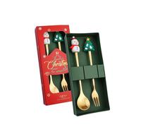 Christmas Decorations Christmas Spoon Christmas Dessert Spoon Fork Stainless Steel Tableware Set Cute Doll With Hand Gift Christmas Hanging Ornament, Gifts for Christmas