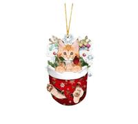 Christmas Decorations, Christmas Tree Cat Pendants, Acrylic Cartoon Cat Decorative Ornaments, 2D Christmas Pendant Decoration Christmas Tree Decoration Christmas Decoration Gift