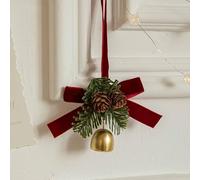 Christmas Decorations Christmas Tree Ornaments Door Hanging Car Decorations Red Velvet Bow Bells Small Ornaments for Decorating PropsA