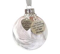 Christmas Decorations Clear Christmas Memorial Ornament Feather Ball A Piece of My Heart is in Heaven Xmas Tree Memorial Hanging Pendant present for Mom, Dad, Son, Daughter, etc 8cm
